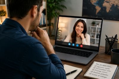 Erstes Videogespräch mit einer ukrainischen Frau